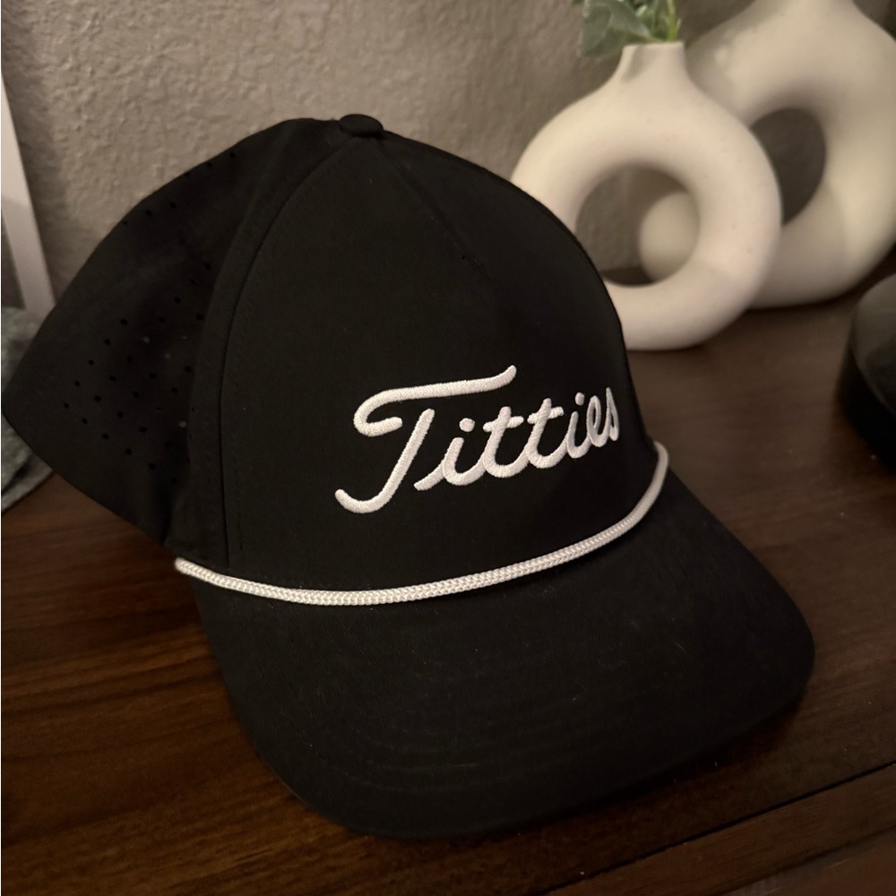 Black Cap with White Embroidery